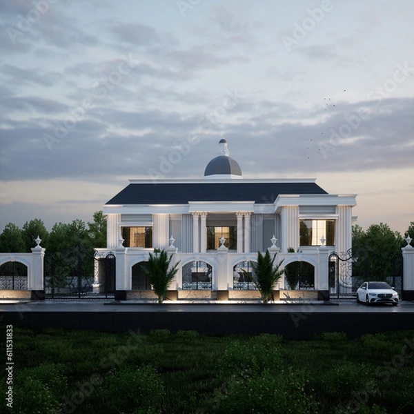 Obraz 3D Render Classic Exterior House Design