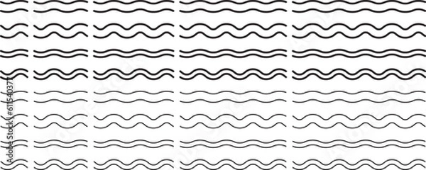 Fototapeta 省略波線のモノクロのベクターイラストセット