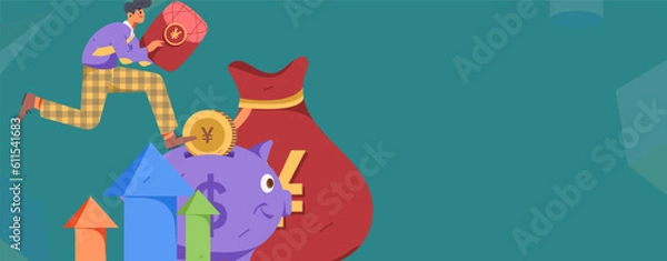 Fototapeta Internet finance and wealth management investment flat vector concept operation hand drawn illustration
