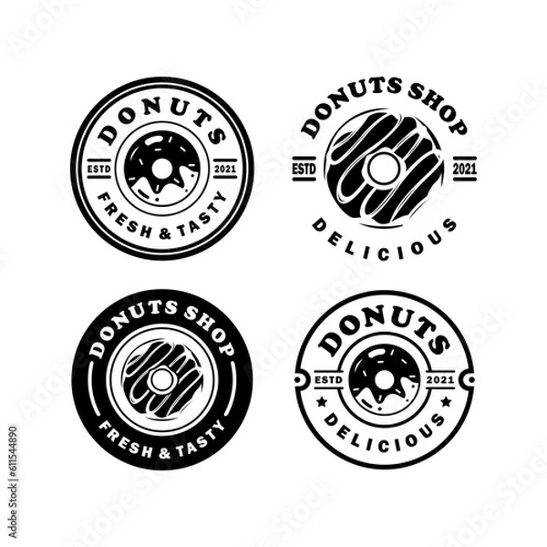 Obraz Donuts logo set template design collection