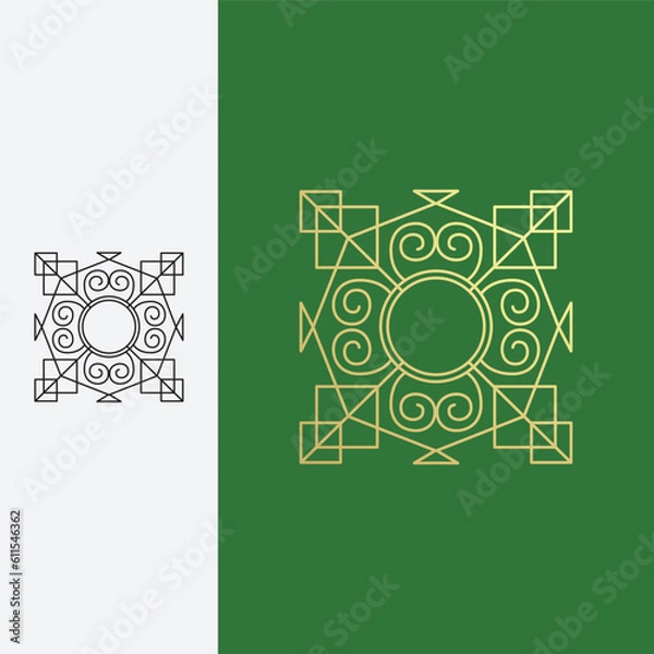 Obraz precision vine ornament logo design template sign. logo with monoline style,
