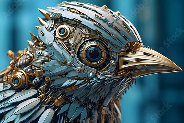 Obraz The robot bird with special metals.