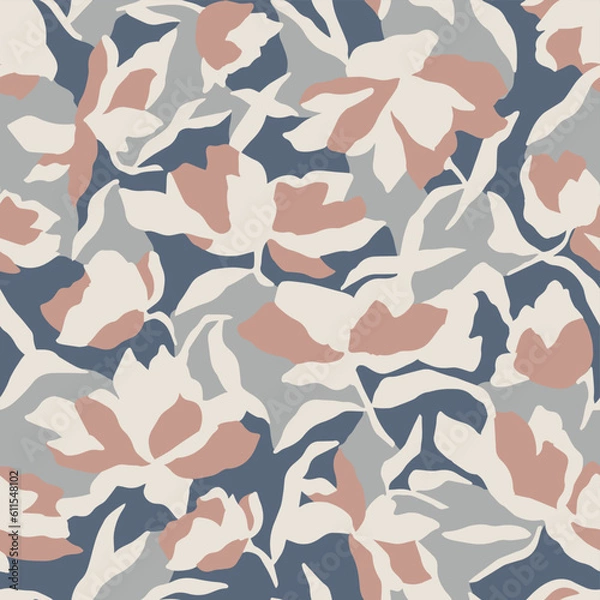 Fototapeta Vector flower illustration seamless repeat pattern fabric surface design digital artwork
