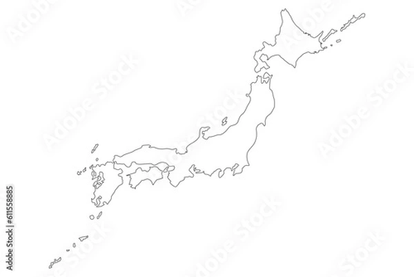 Fototapeta イラスト素材：日本全体地図　都道府県境界線