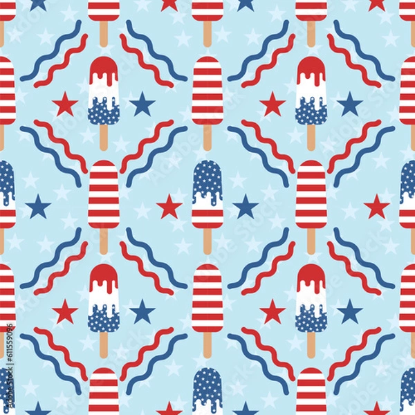 Fototapeta USA flag themed ice pops pattern