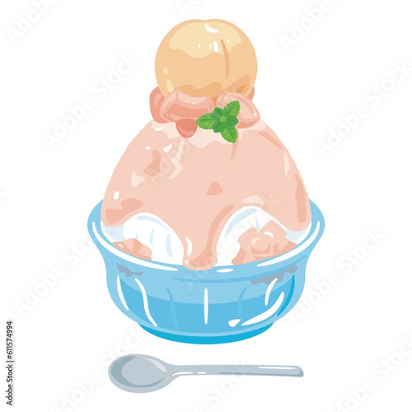 Obraz かき氷　桃　丸ごと