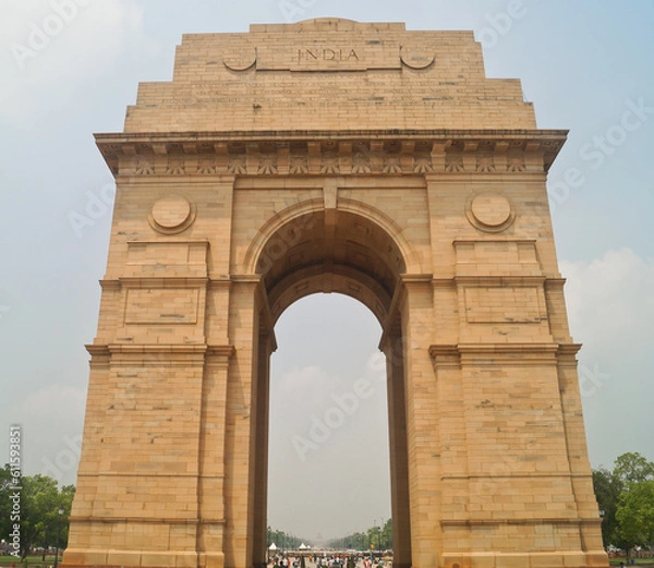 Fototapeta India Gate, New Delhi, May, 2023: It is a triumphal arch architectural style war memorial designed by Sir Edwin Lutyens to 82,000 soldiers of the Indian Army who died in the First World War.
