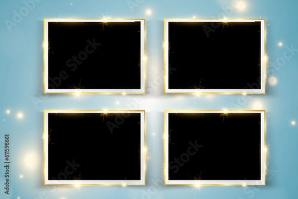 Fototapeta Vector illustration of a gold frame on a background.	

