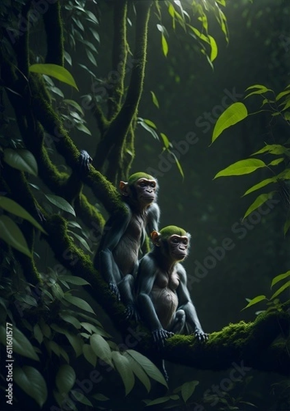 Obraz Monkey in Jungle Generative Art