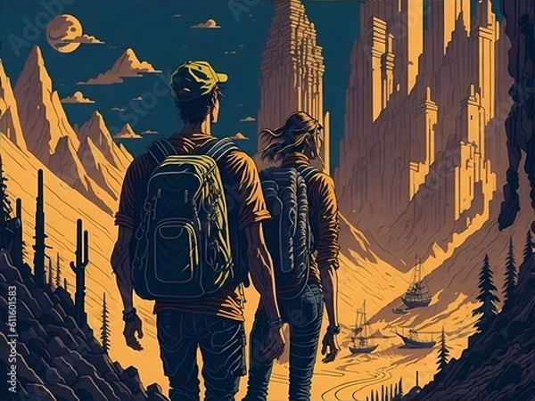 Obraz Friends Trekking Generative Art