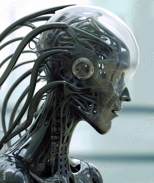 Fototapeta portrait of cyber android mutant, Generative AI