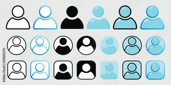 Fototapeta Avatar, people, user icon vector set with trendy styles such as line, solid, flat, filled line, and colored line. Use for website design, logo, and app. Vector illustration EPS 10