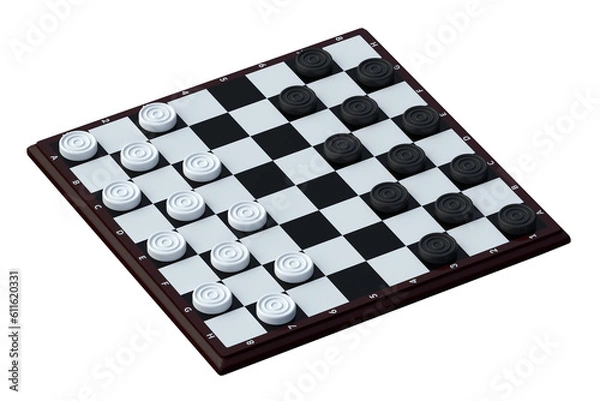 Fototapeta Draughts game isolated on white background. 3d render