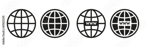 Fototapeta Ikony ikony witryny. Ikony GLOB, ikony internetowe wektor