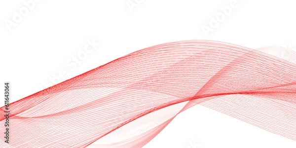 Fototapeta White abstract background and red line wave 
