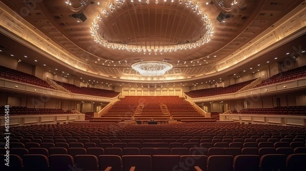 Fototapeta Empty concert hall awaiting the arrival of a symphony orchestra. Generative ai.