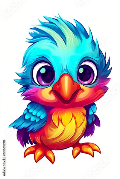 Fototapeta A colorful bird baby parrot with big eyes. Generative AI.