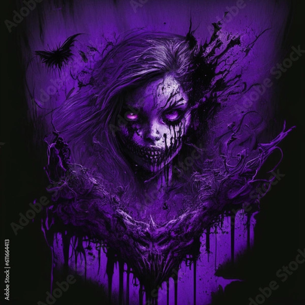 Obraz Female ghost, terrifying, horrifying, screaming.