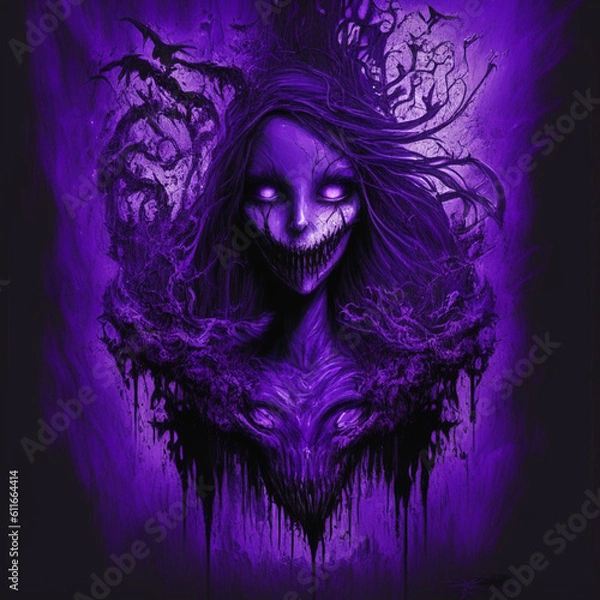 Obraz Female ghost, terrifying, horrifying, screaming.