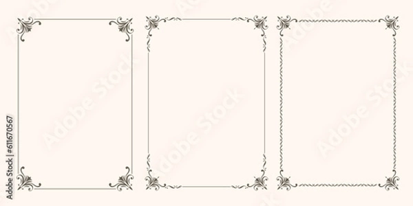 Obraz Set of vector frames borders art deco