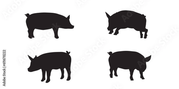 Obraz silhouette pig vector eps 10