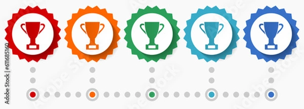 Fototapeta Cup vector icon set, colorful infographic template, set of flat design badge icons in 5 color options