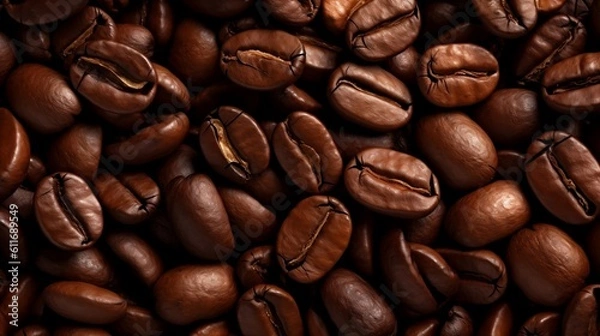 Fototapeta Roasted coffee beans background. Generative AI
