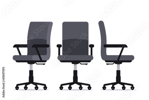 Fototapeta Office chair in various points of view. Furniture for office Interior in flat style. Vector illustration.