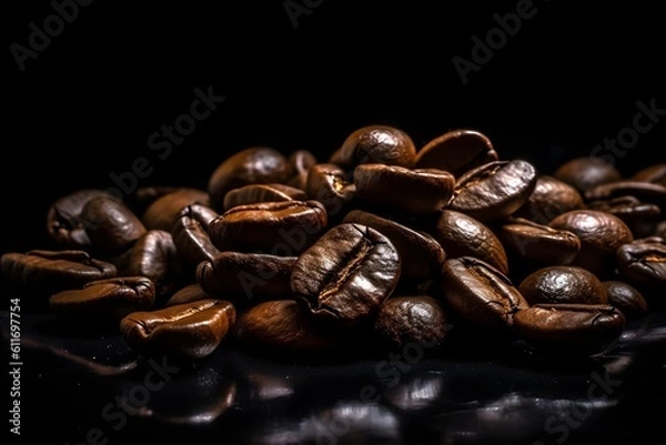 Obraz Coffee beans on a dark background
