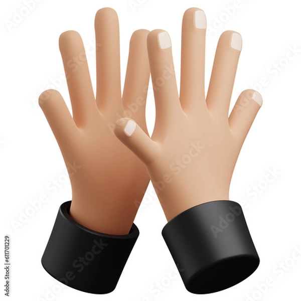 Obraz 3d claping hand gesture illustration with isolated design
