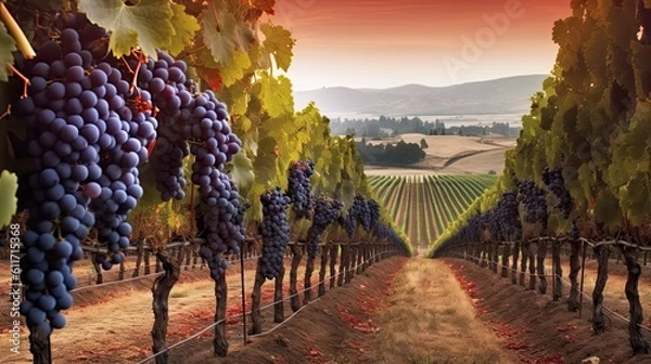 Fototapeta California Vineyard, Generative AI Illustration