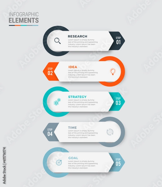 Fototapeta Business infographic template design icons 5 options or steps

