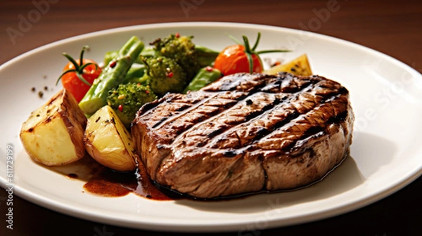 Obraz grilled steak with vegetables