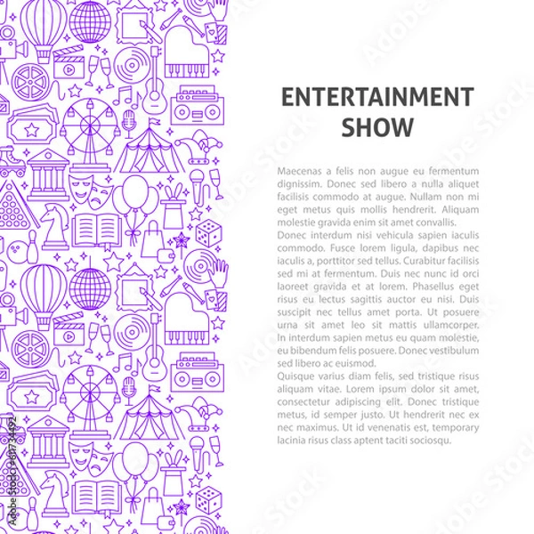 Obraz Entertainment Line Pattern Concept. Vector Illustration of Outline Design.