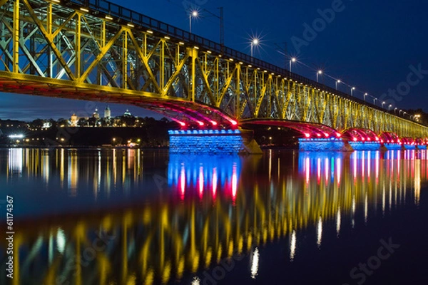 Obraz Illuminated bridge and city