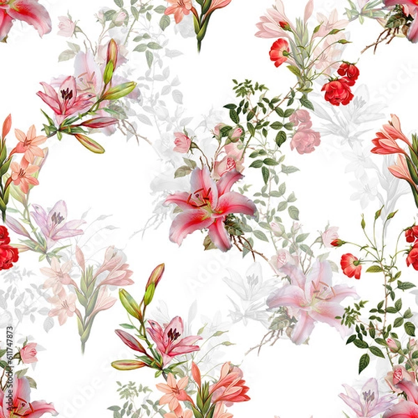 Fototapeta botanical flower seamless design