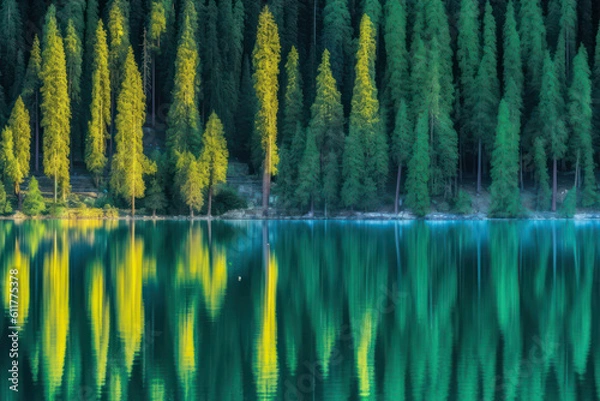 Fototapeta Wald ein einem See