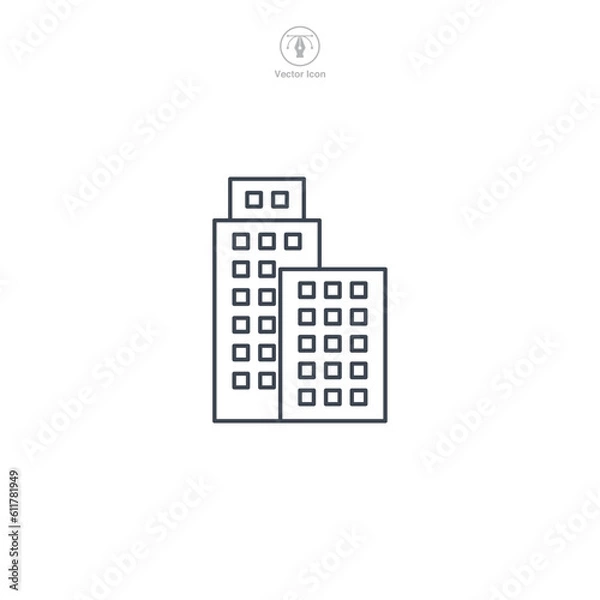 Fototapeta Building icon. A solid and architectural vector illustration of a building, representing infrastructure, construction, and physical establishments.