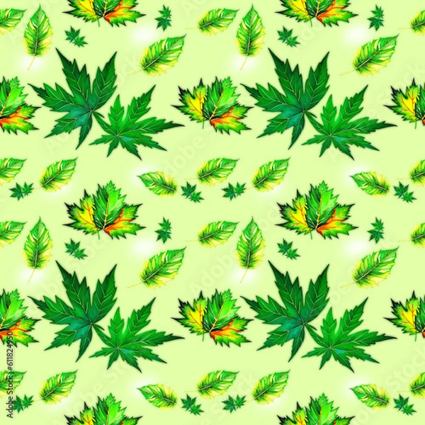Fototapeta seamless pattern with leaves