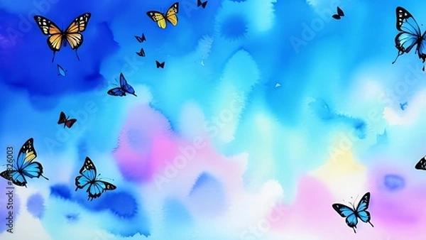 Fototapeta butterflies on a blue background