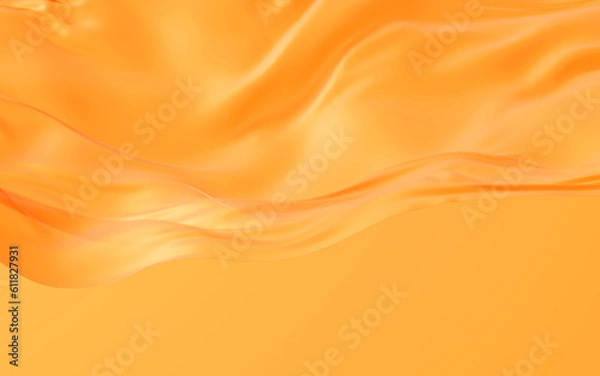 Fototapeta Flowing orange cloth background, 3d rendering.