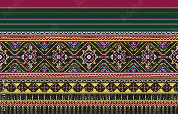 Obraz Seamless Decorative Boho Ancient Hand Drawn Ethnic Pattern. ethnic tribal borders,tribal seamless pattern