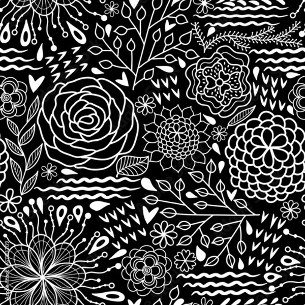 Fototapeta Abstract seamless Black and white pattern background