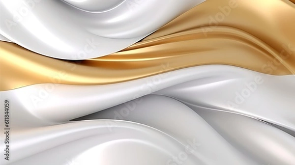 Fototapeta Abstract white luxury liquid Wave Background. Generative AI