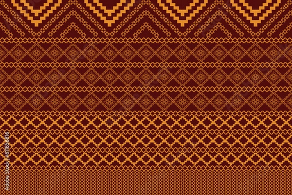 Fototapeta Ethic Indian style fabric. Tribal seamless pattern. background golden brown design wallpaper illustration cloth clothing tapestry textile batik embroidery