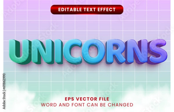 Obraz Gradient unicorn 3d vector text effect