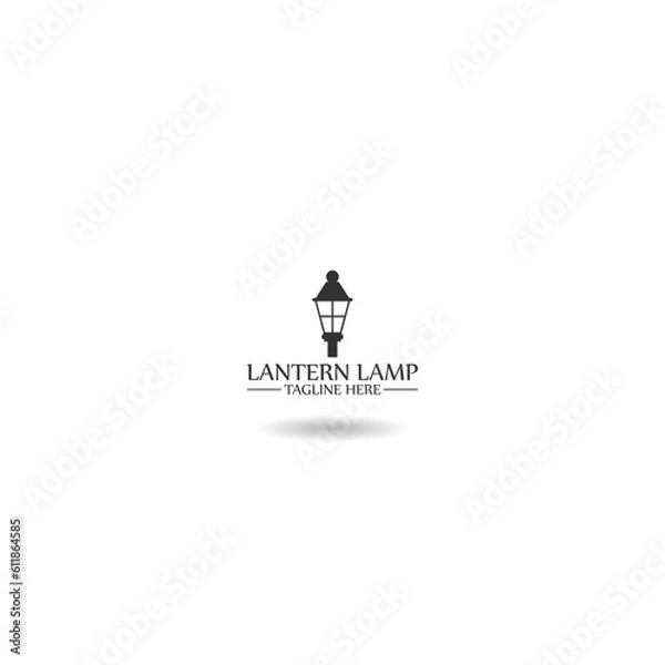 Fototapeta  Lantern Lamp logo design icon with shadow