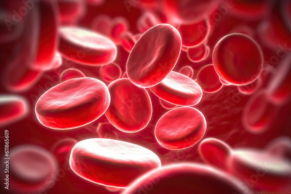 Fototapeta Vitality Within Red Blood Cells in the Vein, Isolated on White Background, a Concept for Medical Health Care. created with Generative AI
