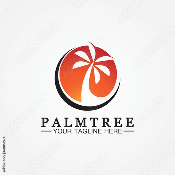 Obraz Palm tree summer logo template vector illustration
