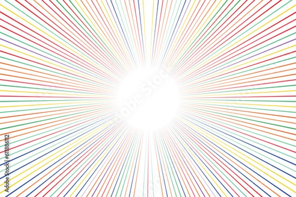 Obraz カラフルな集中線　丸いフレーム素材
